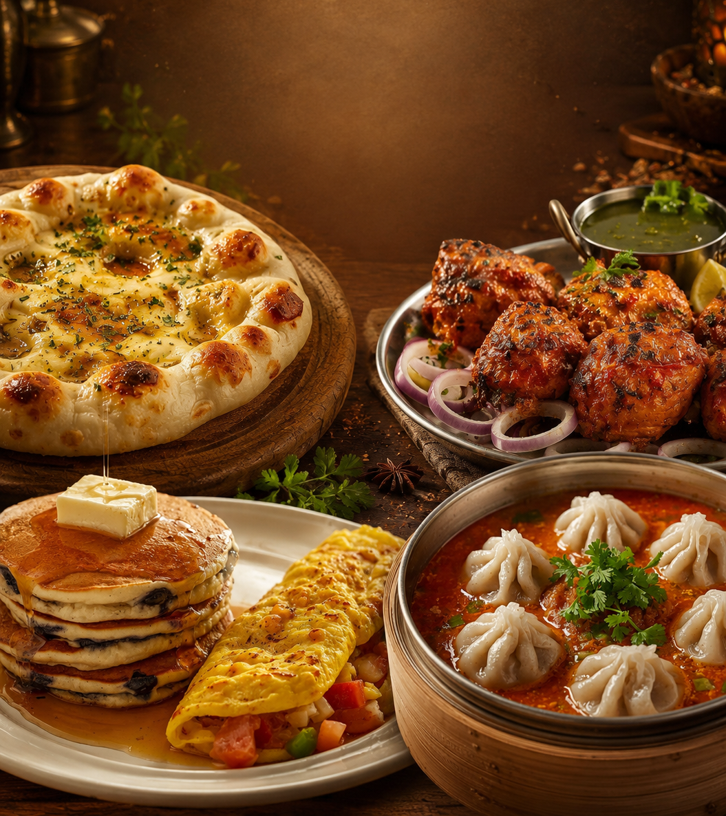 Indian, Nepali and American fusion dishes